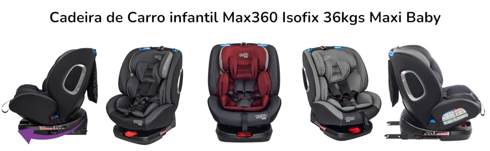 Cadeira de Carro infantil Max360 Isofix 36kgs Maxi Baby (Vermelho)