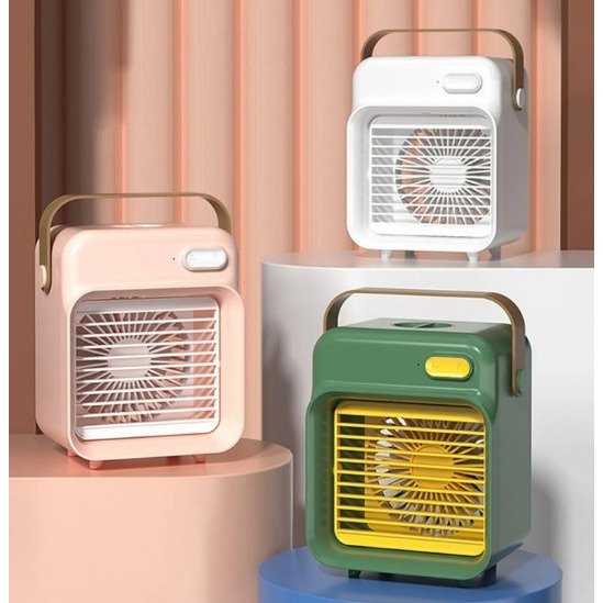 Ar Condicionado Pulverização refrigerador de ar/ mini ventilador pessoal com 3 velocidades Com Água Ventilador para casa, quarto, viagens e escritório, ventilador de ar (rosa, verde e branco tamanho único)e Mesa Desumidificador USB Portatil
