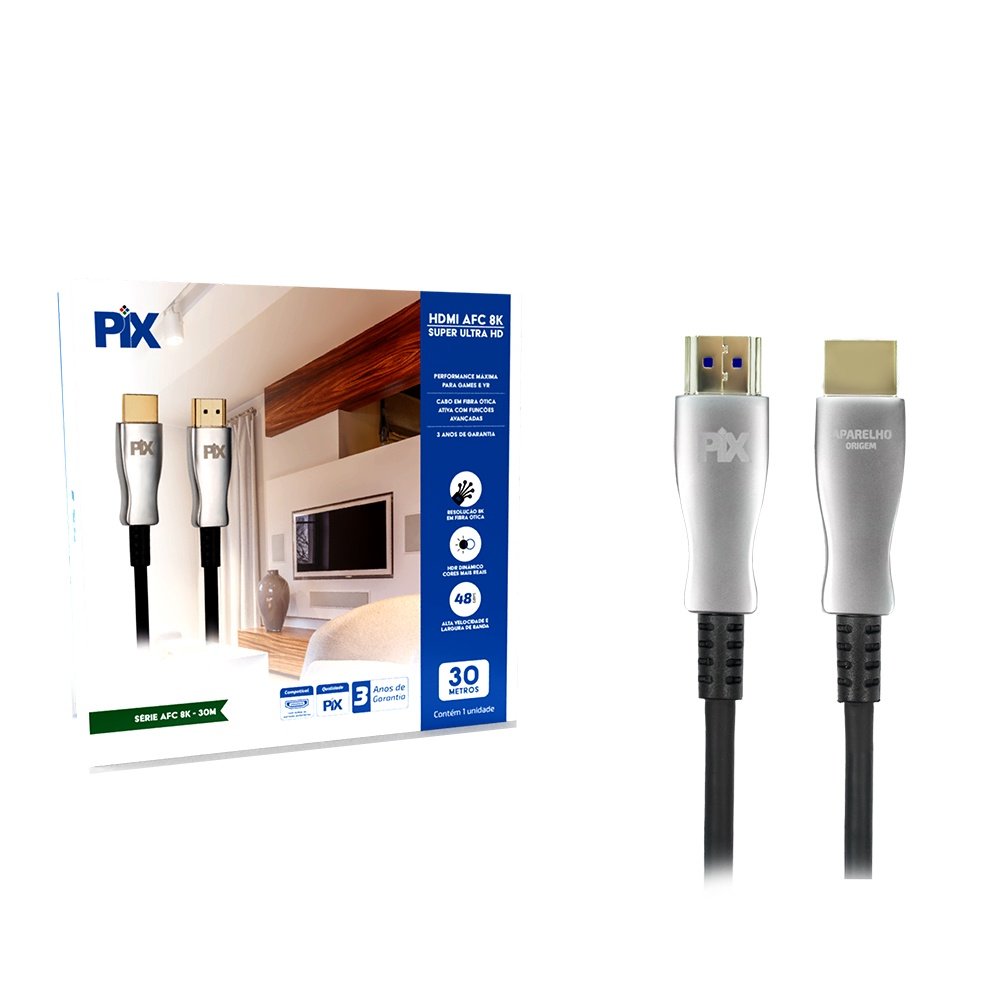 Cabo HDMI 2.1 8K HDR Fibra Ótica Ativa 30 Metros