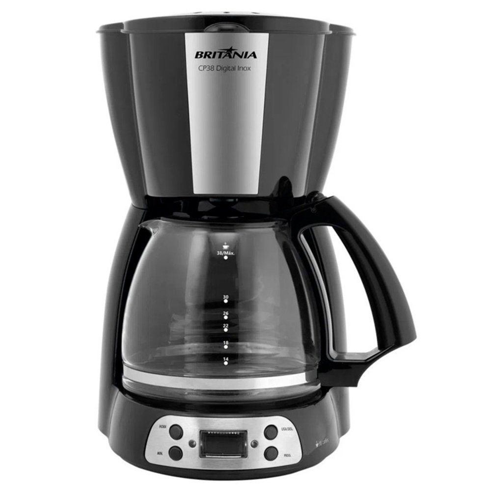 Cafeteira Elétrica Britânia CP38 Digital Inox Preta 127v