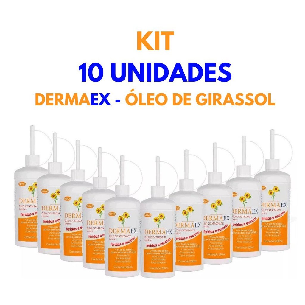 Kit 10 Dermaex - Óleo Cicatrizante Curativo 200ml - Nutriex