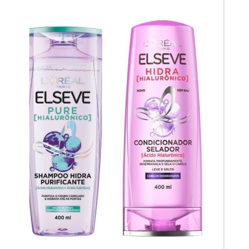 kit Elseve Pure Hialurônico Shampoo 400ml+ Condicionador Hidra 400ml