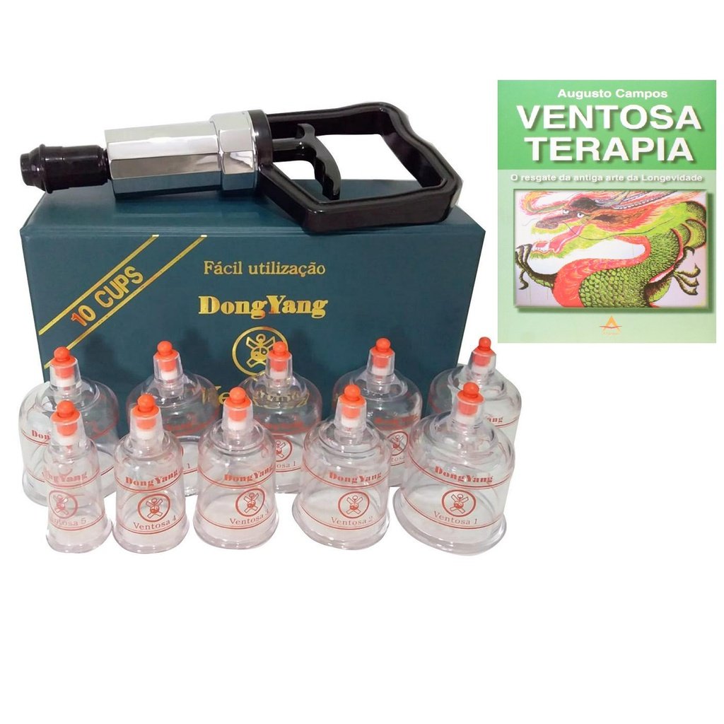 Kit Ventosa Com 10 Copos Dong Yang com Livro Ventosaterapia