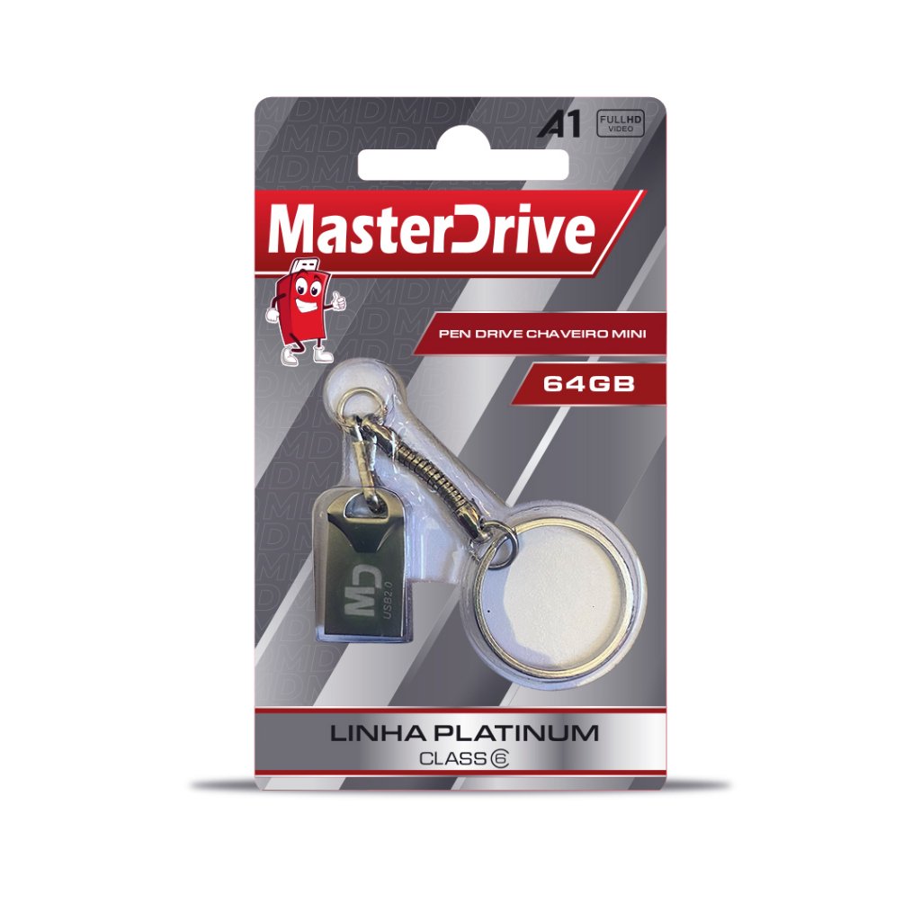 Mini Pendrive 64GB Tipo Chaveiro MASTERDRIVE PLATINUM Original Pen Drive 64GB Nano Fit Flash