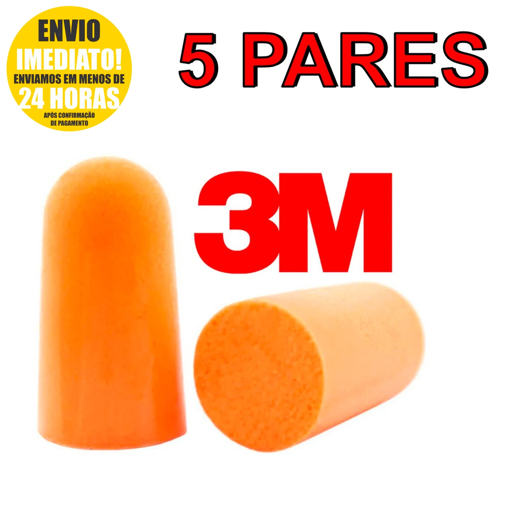 Protetor Auricular 3M Espuma 5 PARES - Abafador Tampão Sem Cordão Para Dormir