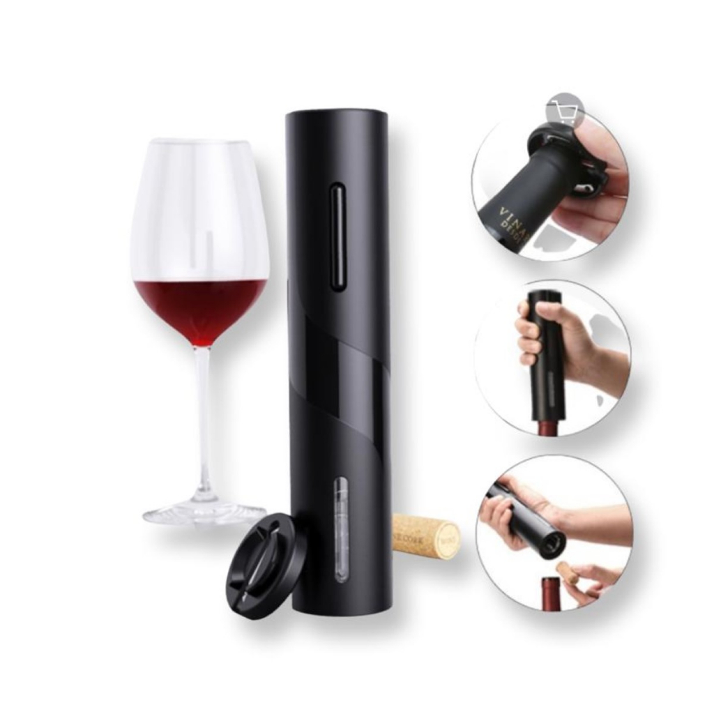 Saca Rolhas Elétrico de Inox e Acrílico Abridor de Vinho Usb Recarregável