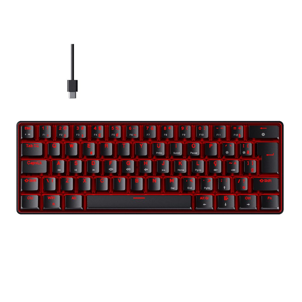 Teclado Mecânico Gamer Hyrax, Thunder, Switch Huano, Led Vermelho - ABNT2