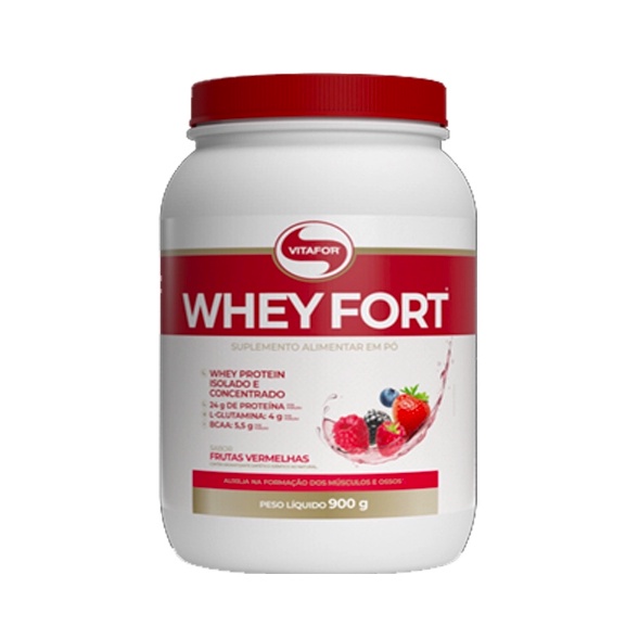 Whey Fort 3w 900gr - Vitafor Whey Protein Isolado e Concentrado e Hidrolisado Frutas