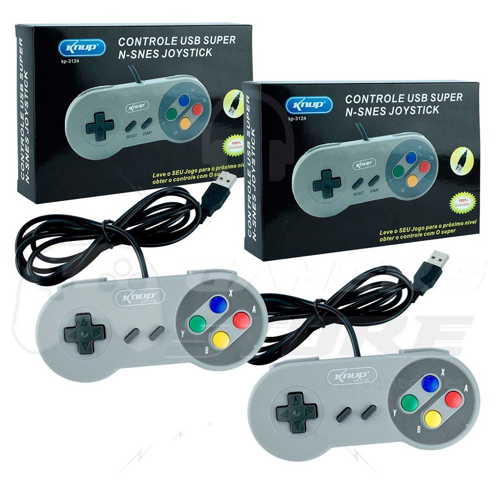 2 Controles Usb Manete Super Snes PC Joystick Windows tv box emulador