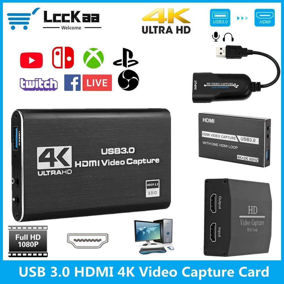 4K Placa De Captura De Vídeo USB 3.0 USB2.0 HDMI Compatível Grabber Gravador PS4 Jogo DVD Camcorder Gravação