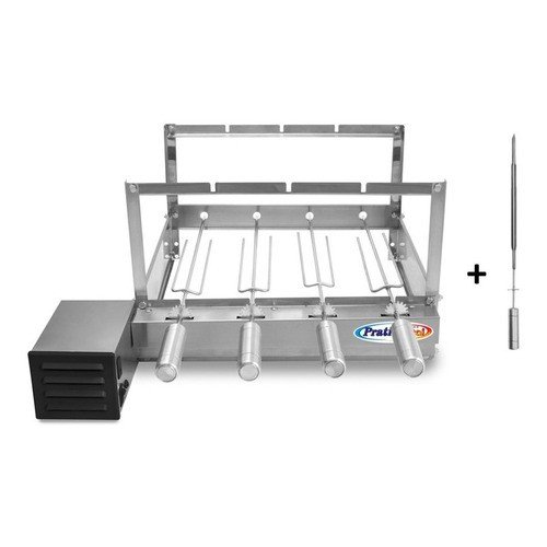 Churrasqueira Gira Grill Elétrica 4 Espetos Inox Giratória + Espeto Espada C/ BRINDE SURPRESA