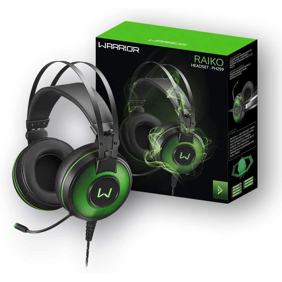 Headset Gamer Multilaser Warrior Raiko PH259 - Preto e Verde
