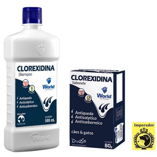 SABONETE E SHAMPOO PARA CACHORRO E GATO CLOREXIDINA TRATAMENTO DE PELE / PELO