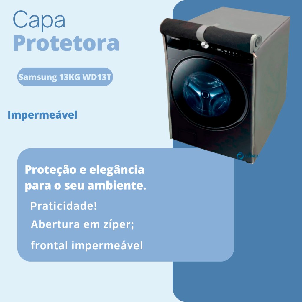 CAPA PARA LAVA E SECA SAMSUNG 13KG WD13T IMPERMEÁVEL