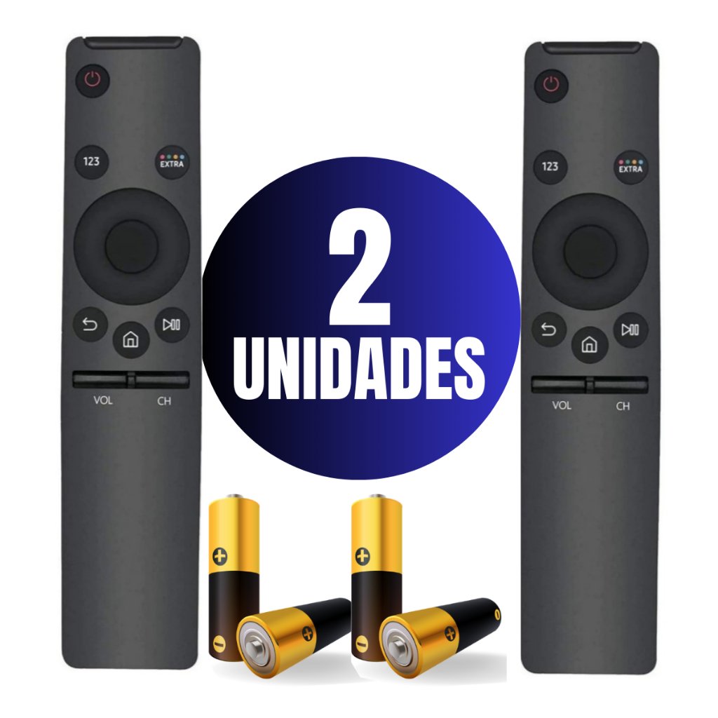 Kit 02 Controle Remoto Compatível com SAMSUNG Smart TV 4k Qled UHD com Pilhas