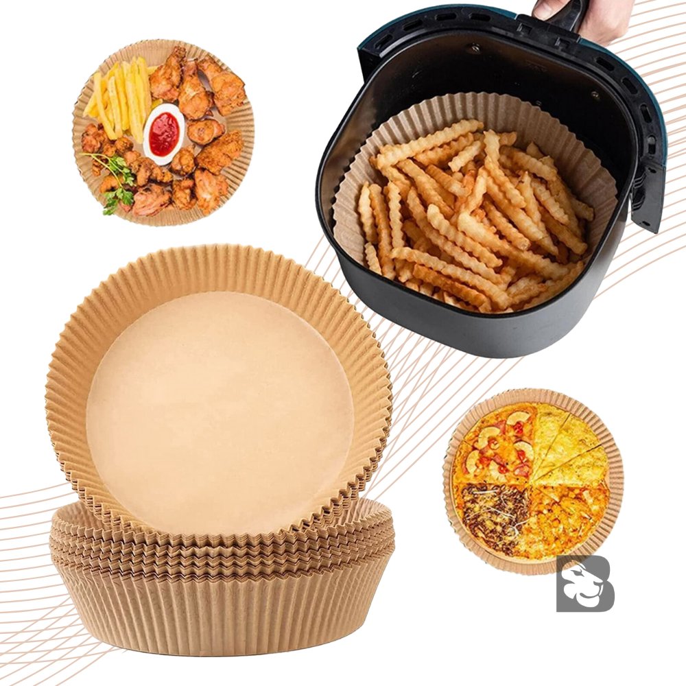 50 Forma De Airfryer Descartável Redondo Antiaderente Para Cozimento Fritadeira Protetor Forro