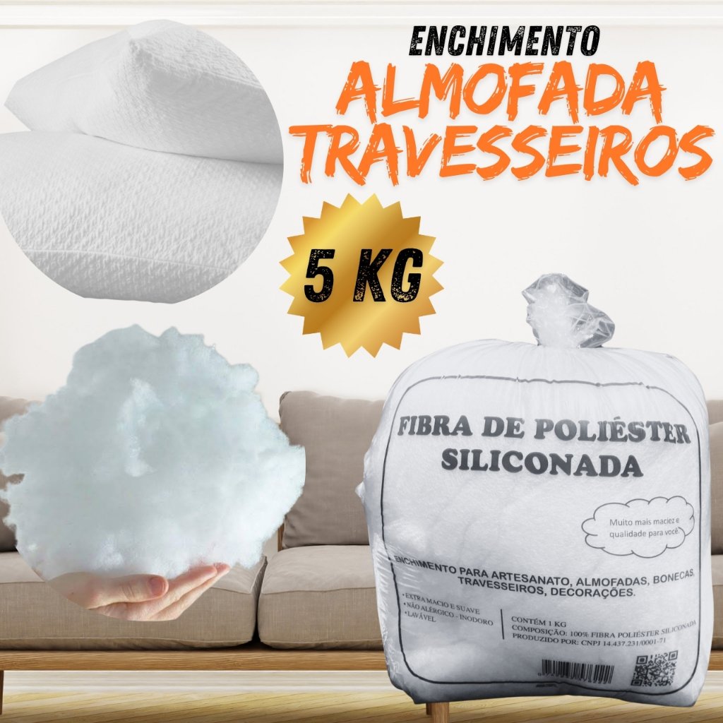 5kg Fibra Silicone Branca Enchimento Almofada Travesseiros sofas poltronas puff Bonecas Poliéster Artesanato Decorações