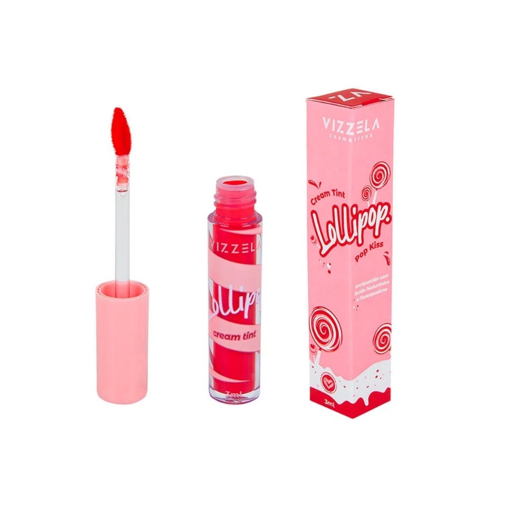 Batom Vizzela Lip Tint Lollipop Pop Kiss 3ml