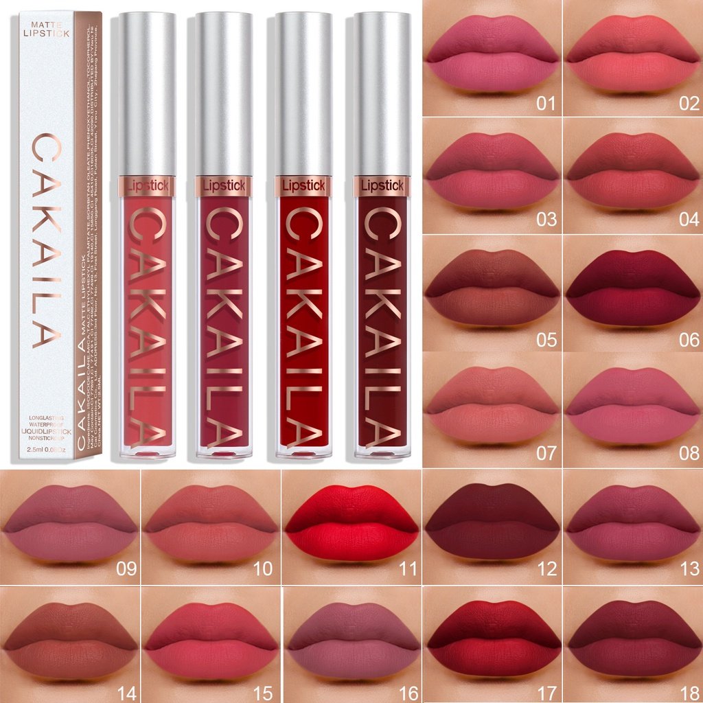 CAKAILA Batom Fosco À Prova D'água De Longa Duração Em 18 Cores kit batom matte batom batons baton matte batom lip matte batom 24 batom mate liquido batom de longa duração maquiagem batons batom a prova d água batom vermelho matte batom líquido matte