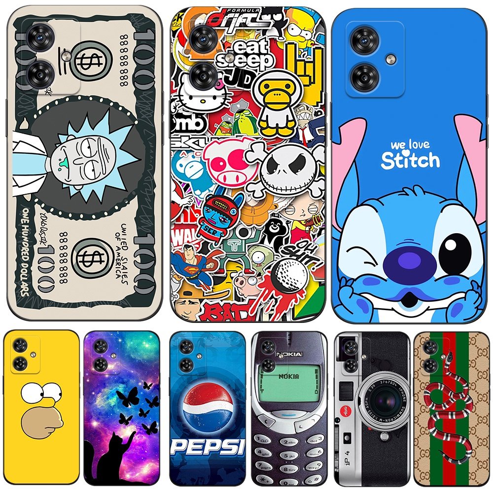 Capa De Silicone Macia Para Telefone Motorola MOTO G54 5G Tpu Preto anime Engraçado De Desenho Animado