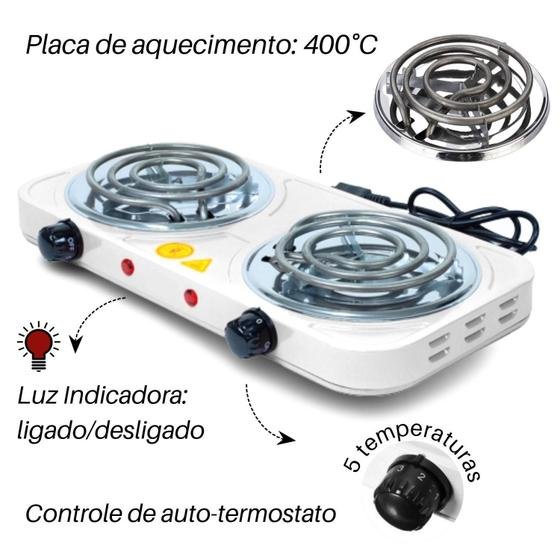 Fogão Elétrico 2 Bocas Portátil Espiral 2000W Fogareiro - Só Qualidade