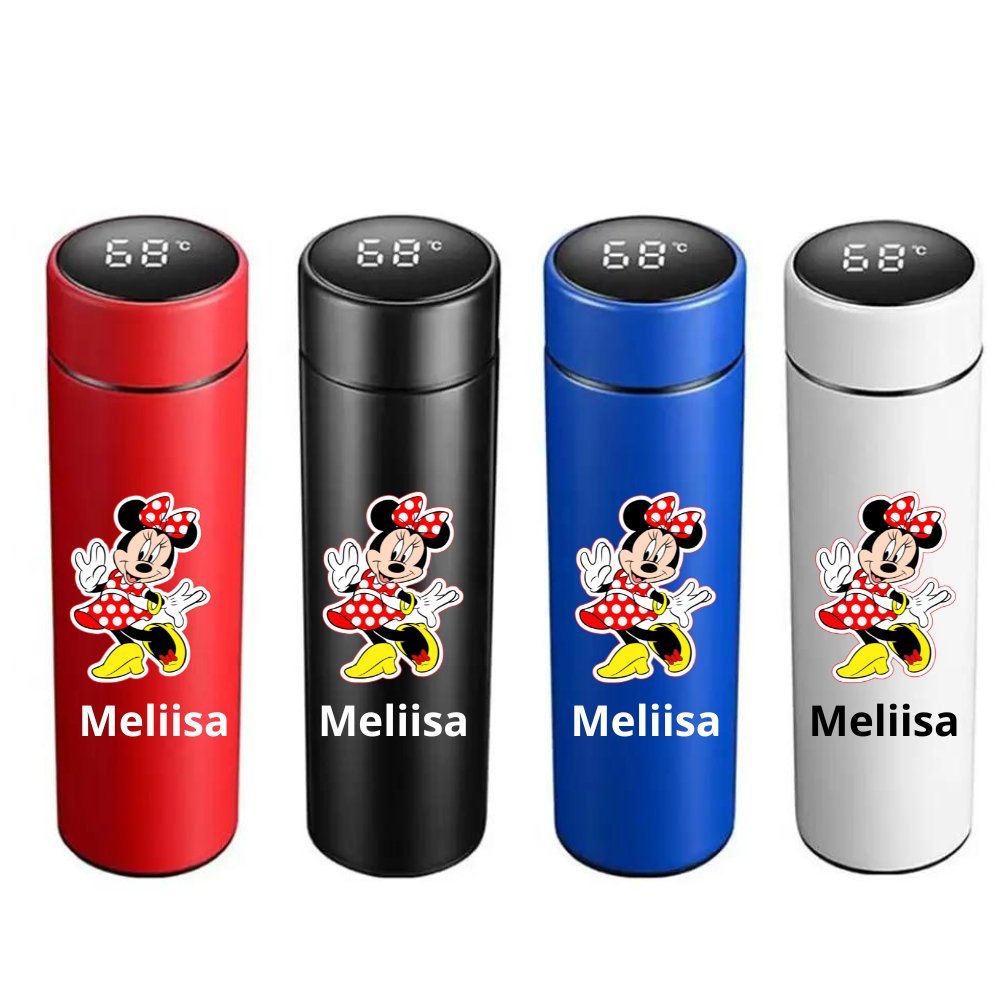 Garrafa Térmica Inox 500mil Personalizada Led MINNIE Com Nome da Pessoa Envio no mesmo dia.