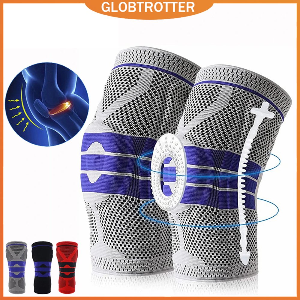 Globetrotter Joelheira Suporte Para Homens Mulheres Silicone Gel Mola Almofadas Treino Meniscus Lágrima Dor Nas Juntas Alívio Joelho Compressão Manga