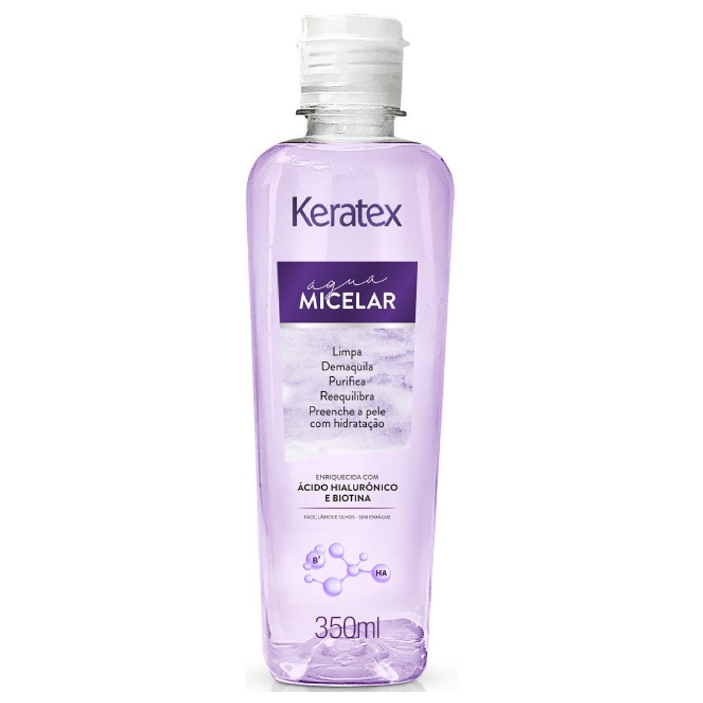 Água Micelar Com Ácido Hialurônico E Biotina Limpeza Facial 350ml - Keratex