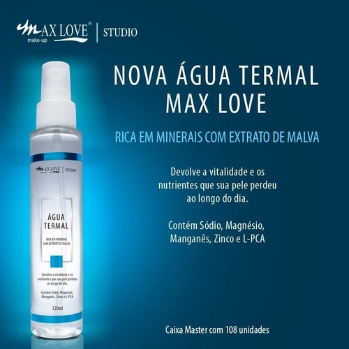 Água Termal Max Love 120 Ml Cada Spray Rica Em Sais Minerais