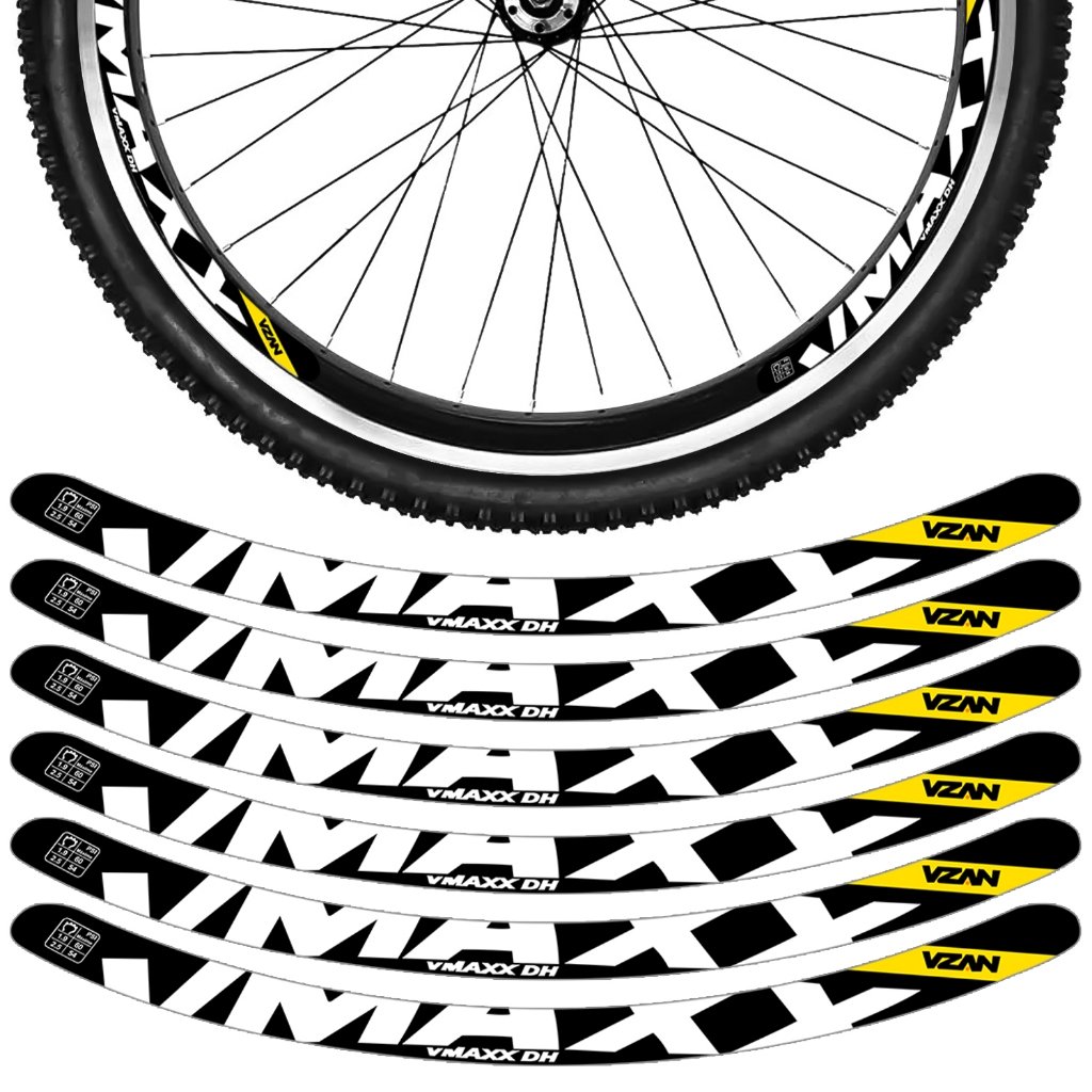 Kit 12 Adesivos Vmaxx Roda Bike Vzan 2023 Freio Vbrake Bicicleta Ciclismo Aro 24 26 29 Preto