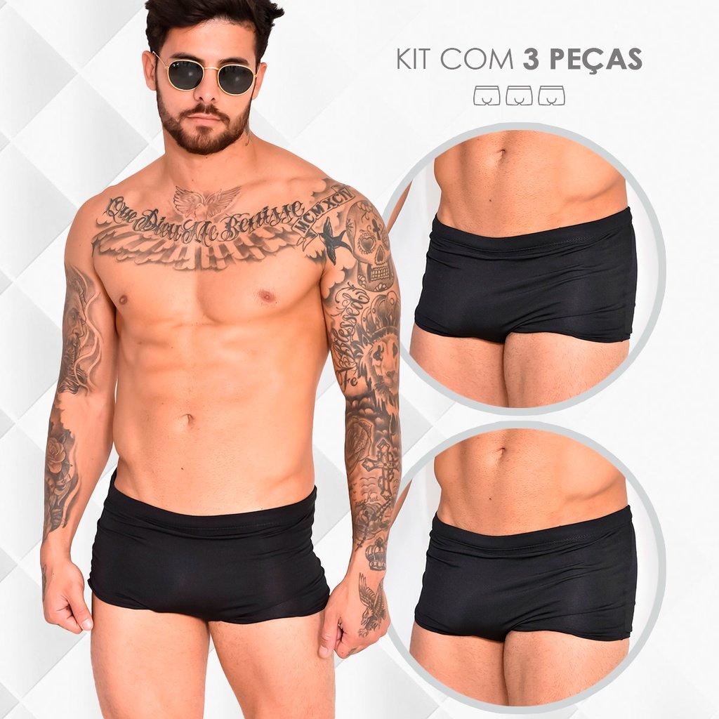 Kit 3 Sunga Masculina Lisa Boxer Premium com Proteção UV+50