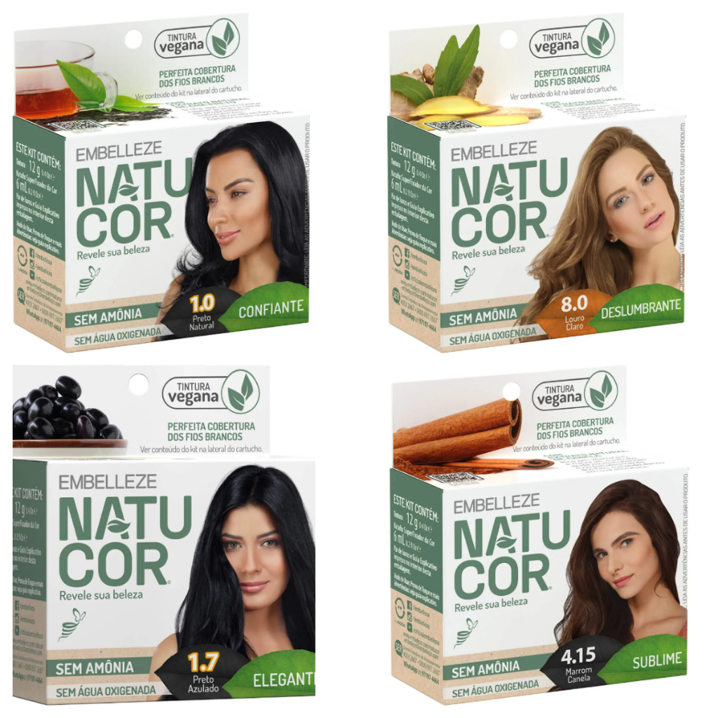 Kit com 2 - Tintas de cabelo Natucor - Diversas tonalidades