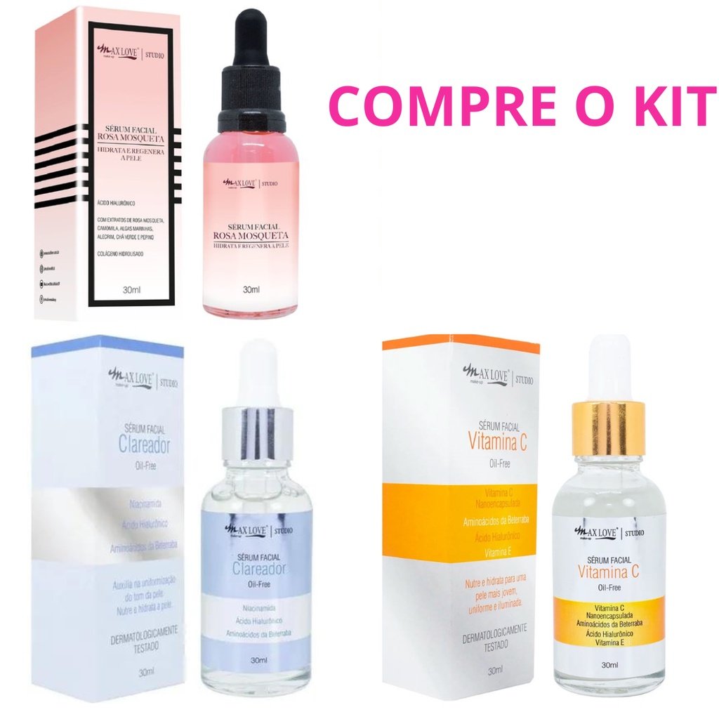 Kit cuidados skin care Sérum Vitamina C Rosto Rosa Mosqueta Clareador De Manchas Anti Idade Anti Age