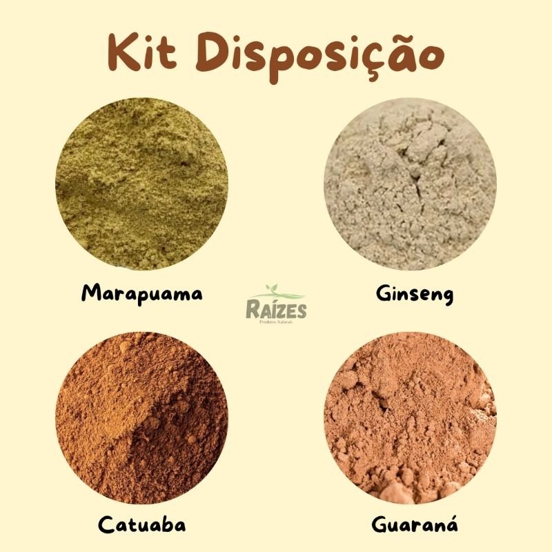 KIT DISPOSIÇÃO -GINSENG/ CATUABA/GUARANÁ E MARAPUAMA.