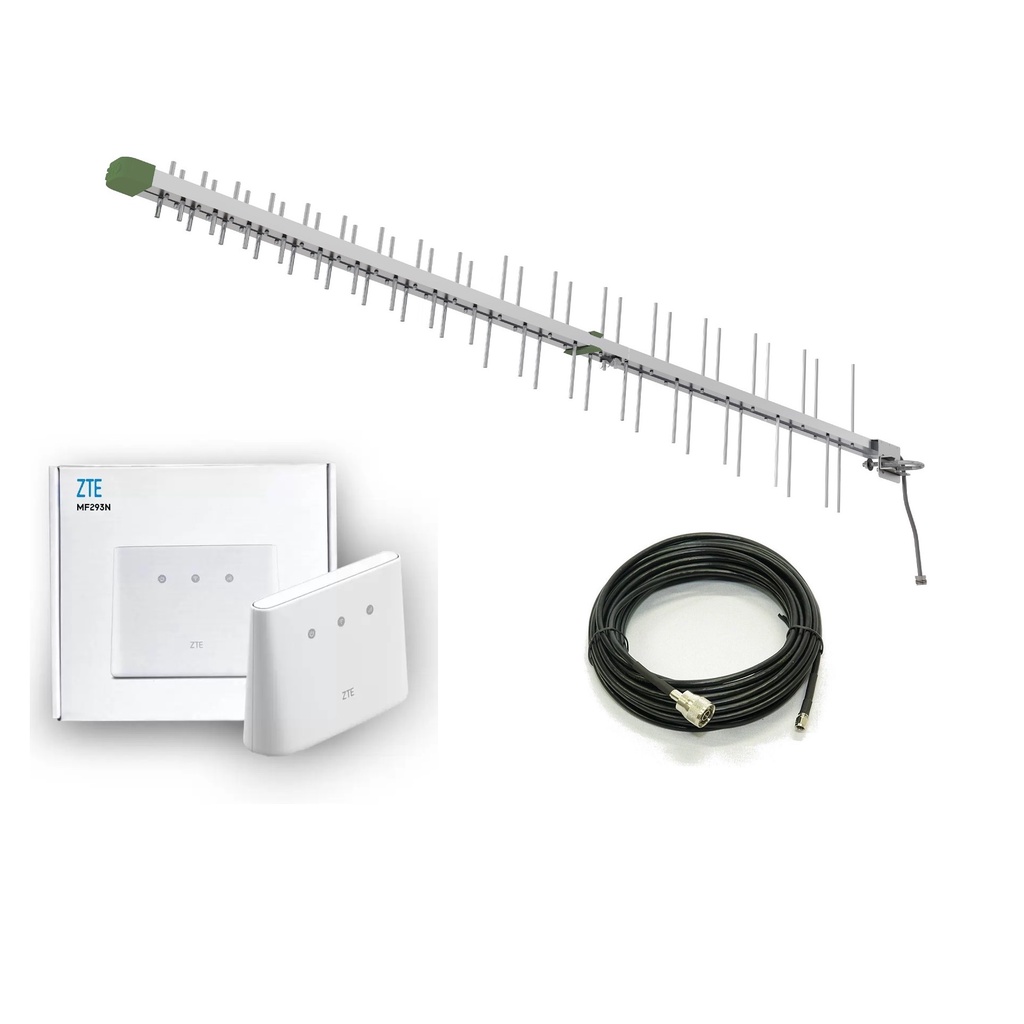 Kit Internet & Telefone s/ fio Rural Roteador WIFI 4g+ | Antena Proeletronic pqag 5015 com Cabo descida de 15mt