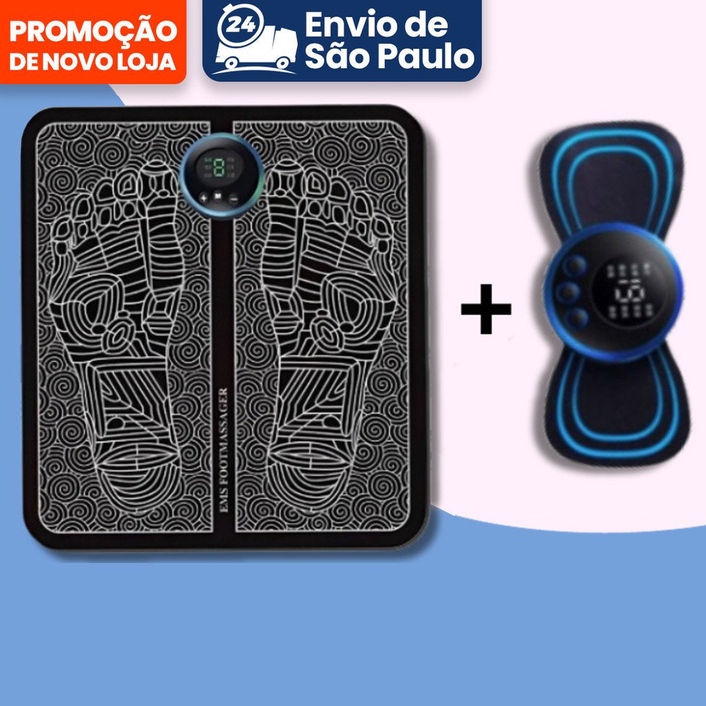 Kit Mini Massageador Elétrico Portátil Recarregável Alívio Dor Muscular Adesivo Massagem Corpo Ombro E massageador de pé