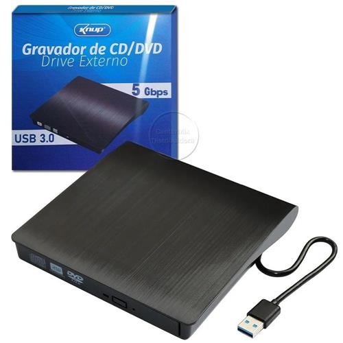 Leitor E Gravador De Cd E Dvd Externo Knup3.0 Kp-le300,slim