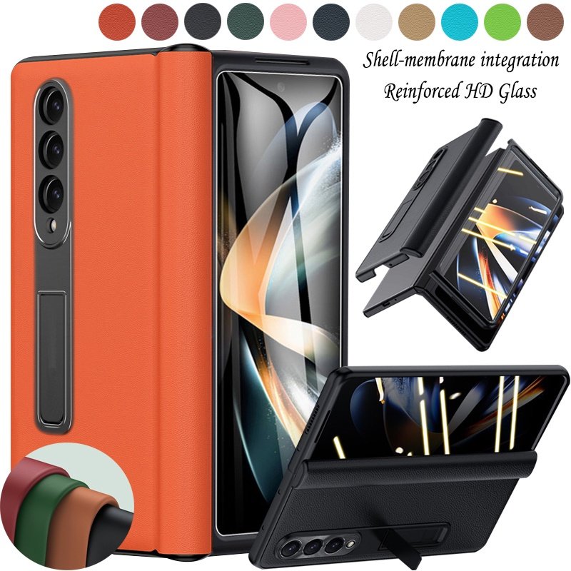 Para Samsung Galaxy Z Fold 2345 Caixa Com Dobradiças E Suporte Fold 5 Fold 4 Fold 3 Fold 2 Tampa Frontal Da Proteção De Vidro Transparente Dobrável5 Dobrável4 Dobrável3 Dobrável2 Caixas Fold5 Fold4 Fold3 Fold2