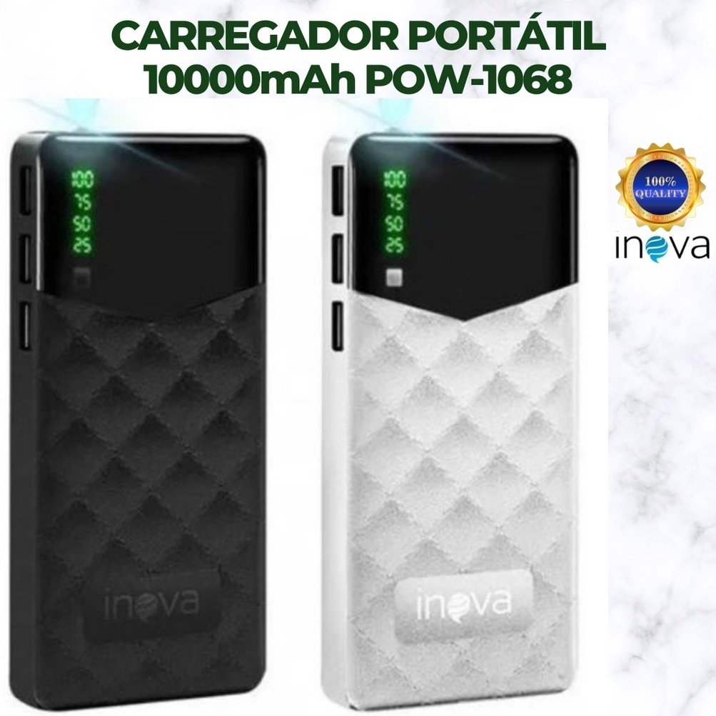 Power Bank Universal Portátil 10.000mAh Carregador Portátil Bateria Externa Original Inova