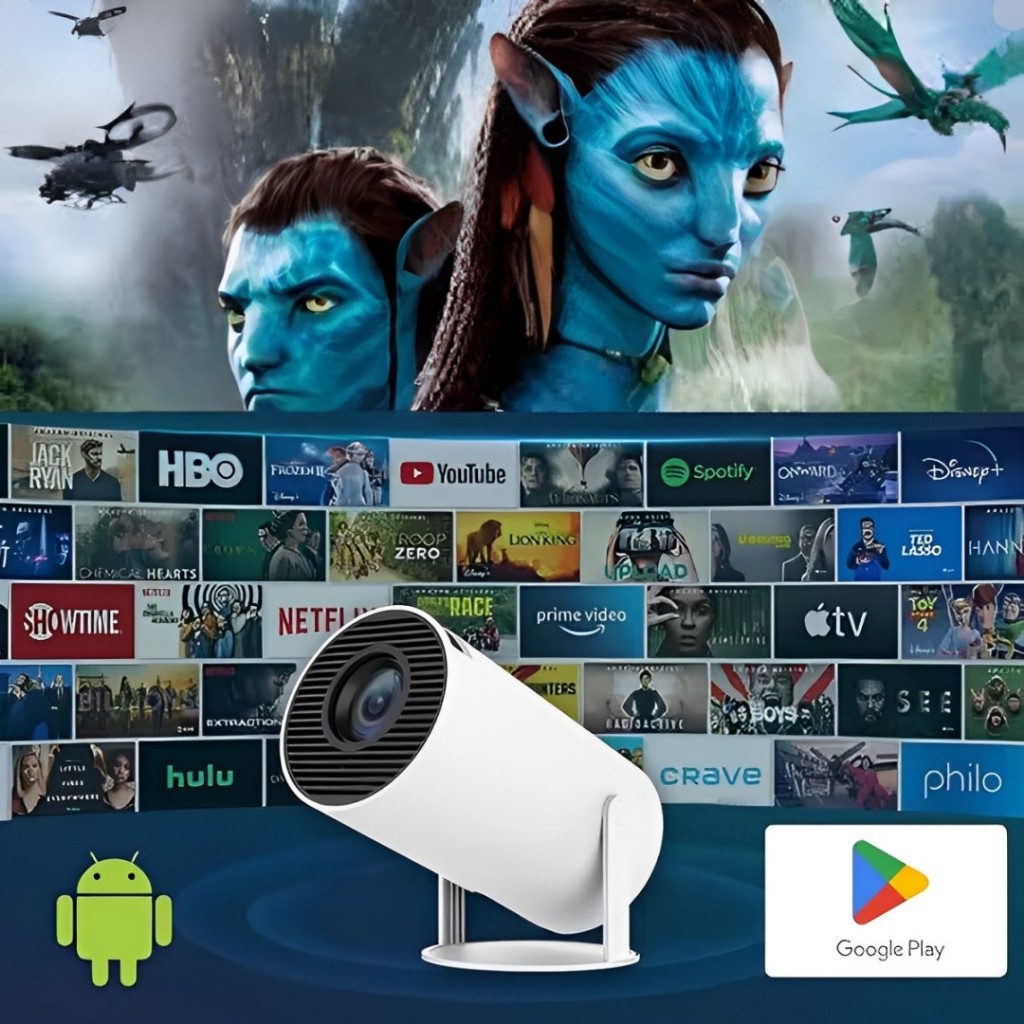 Projetor Portátil Wi-fi lançamento com Android HDMI Smart Cinema Hy300 4k HD