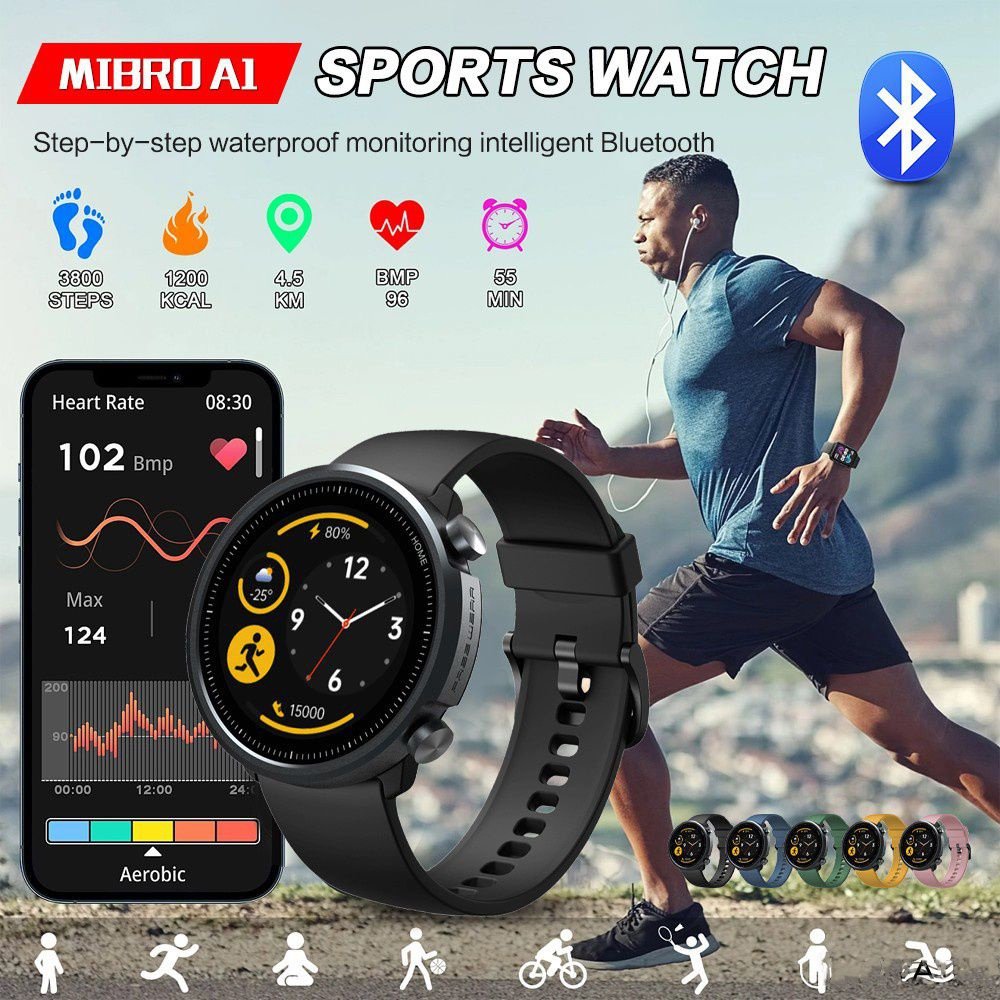 Relógio Esportivo Xiaomi Mibro A1 Smartwatch Monitor De Frequência Cardíaca Oxigênio Sangue Moda 5ATM À Prova D'água Smart Watch pk S8 Ultra relógio inteligente