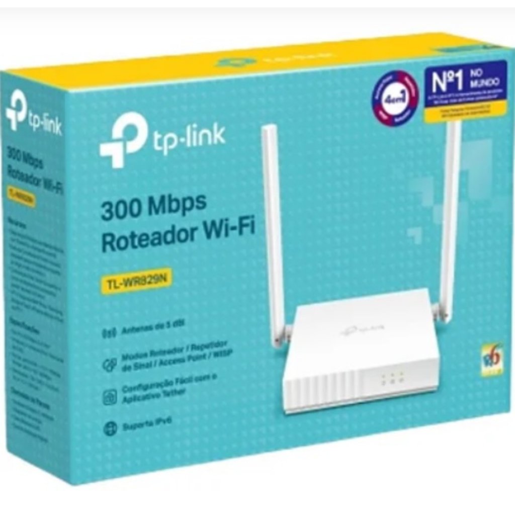 Roteador Wireless TP-Link N 300Mbps Multi-Modo TL-WR829N versao 2.0 WI-FI 2 antenas 5dbi 4 em 1 router acess-point repetidor