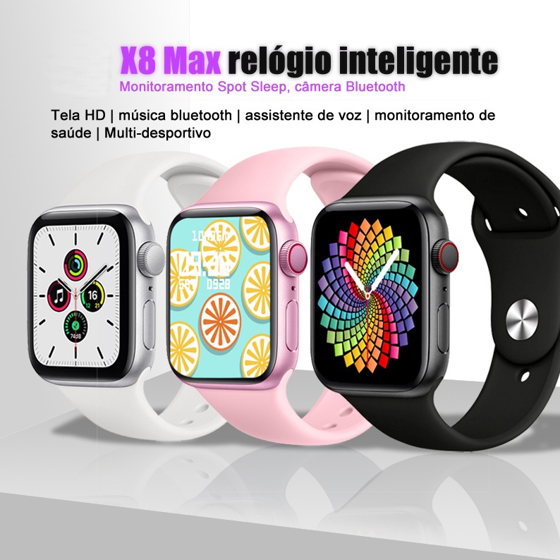 smartwatch Relógio Inteligente Original Série iwo x8 Max bluetooth monitor De Chamada Stopwatch Frequ Ncia Card Aca Para xiaomi iphone