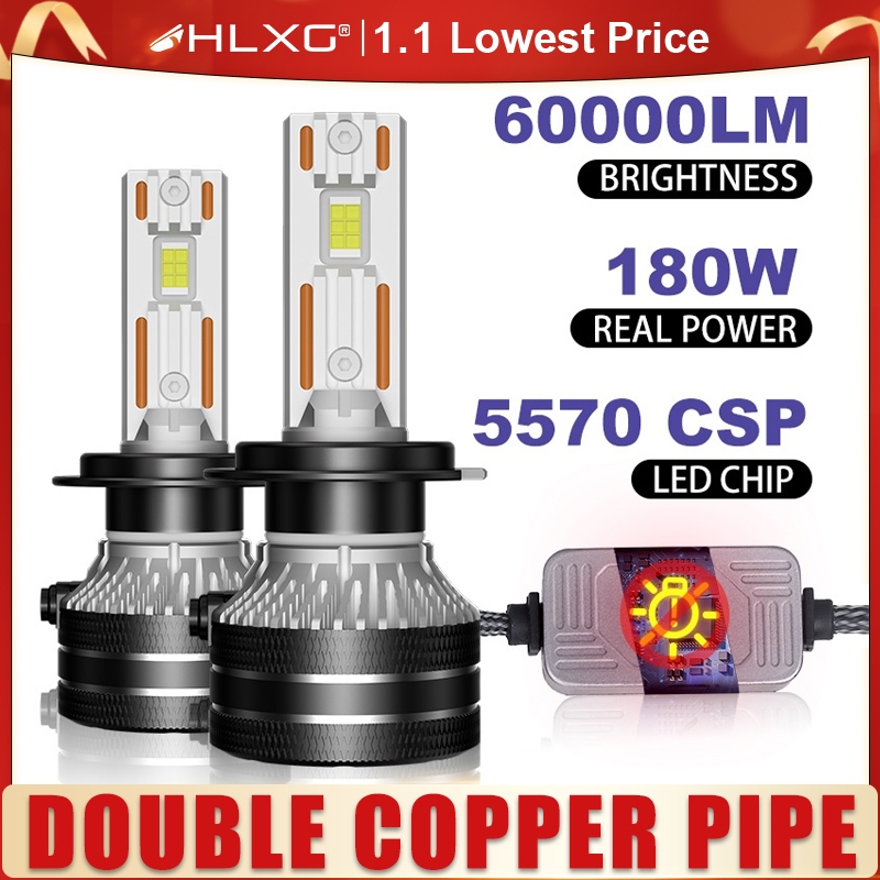 【Super Power】HLXG 2PCS H11 Turbo Led H7 H1 Canbus HB3 9005 HB4 9006 Farol De Carro De Alta Potência Hir2 9012 Mini Lâmpada De Neblina PTF 180W 6000lm Super Brilhante