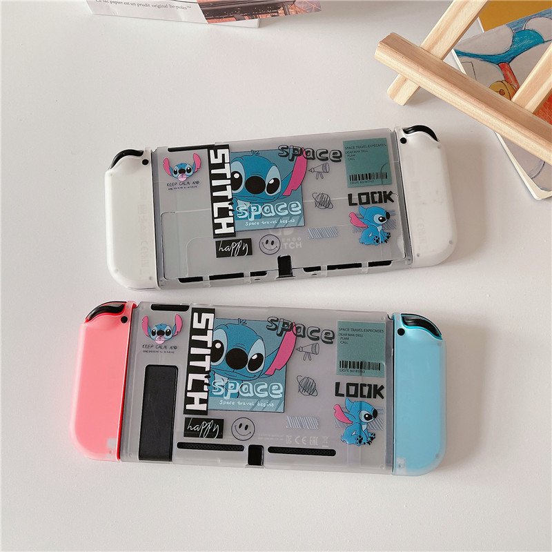 Tag Stitch Transparente E Bonito Desenho Animado Silicone TPU Nintendo Switch OLED Caixa De Proteção Da