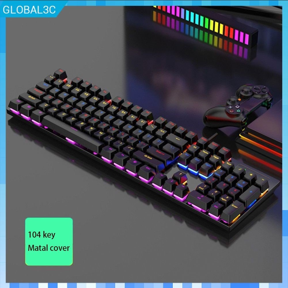 Teclado ergonômico com fio para jogadores Teclado com sensação de digitação de qualidade Best Seller Eletrônicos de consumo Teclado mecânico acessível com interruptor verde Essential global3c