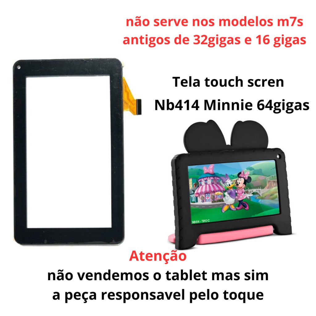 tela frontal Tablet Nb415 Turma Da Monica 4gb 64gb 7 Multi