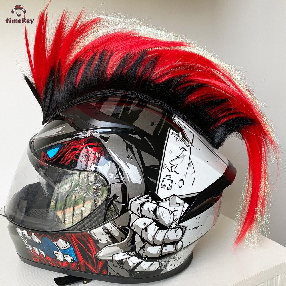 TK Motocicleta Capacete Mohawk Autocolante Decorações Perucas Cockscomb Motocross Face Inteira Fora De Estrada Decoração Pasta De Cabelo