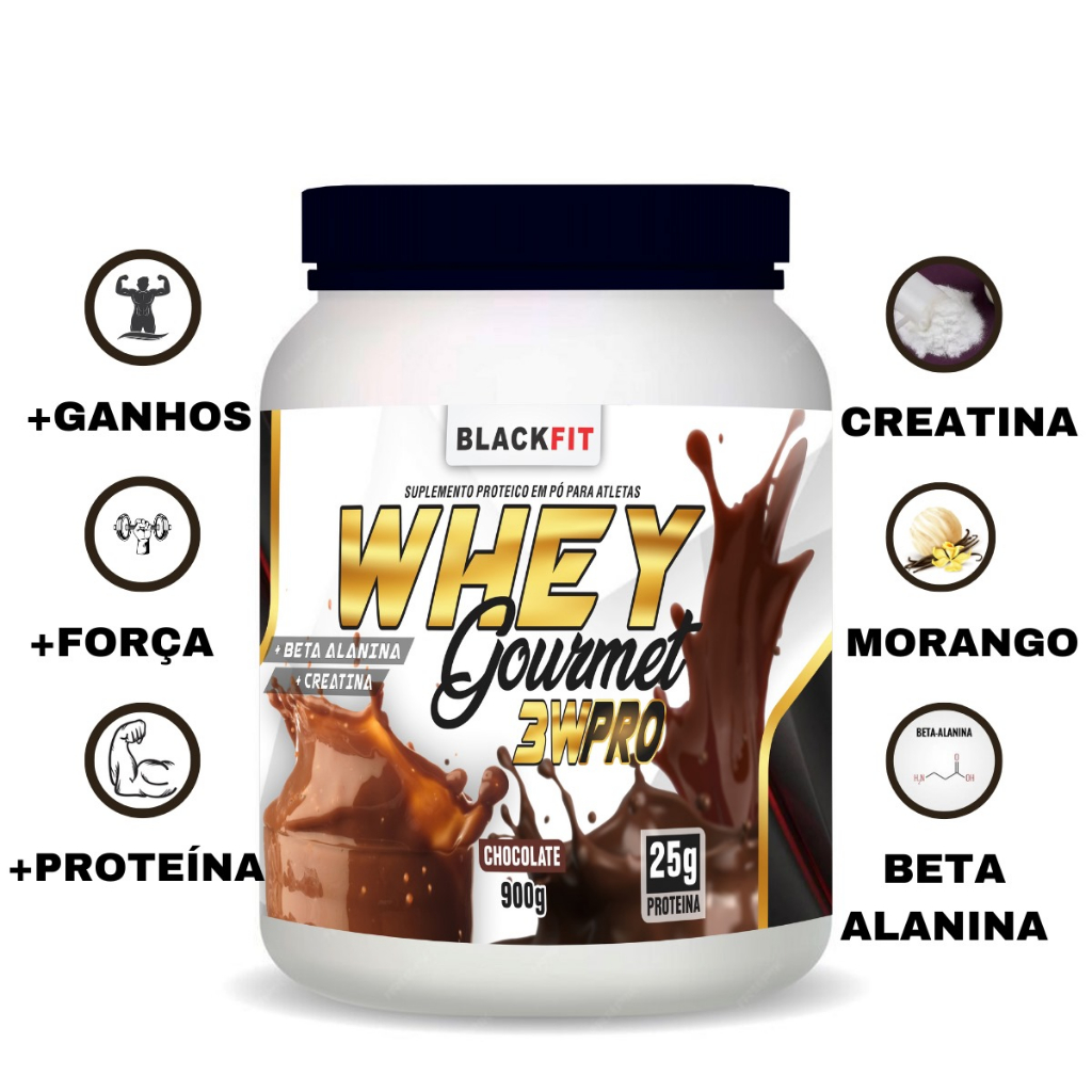 Whey Protein Concentrado Original 900g 3 Sabores Frete Grátis Melhor que Max Titanium Growth Pro Fit Gourmet BCAA Creatina Pré Treino Academia